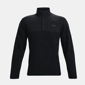 UNDER ARMOUR Men's GOLF Sweater Black M Sherpa Fleece Pile 1/4 Snap Sweatshirt